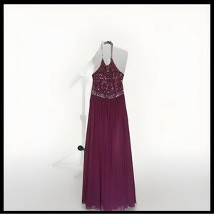 Bee Darlin 13/14 merlot embellished top halter neck formal